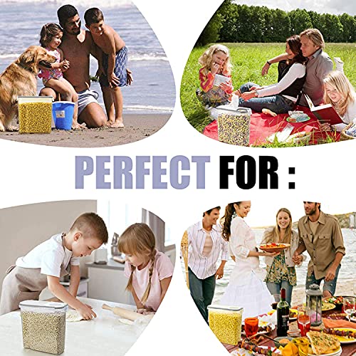 Airtight Food Storage Containers Cereal Container, Blingco Large Cereal & Dry Food Storage Containers for Flour, Sugar, Cereal and Pantry Storage with Gray Locking Lids - Set of 6 (4L /135.3oz)
