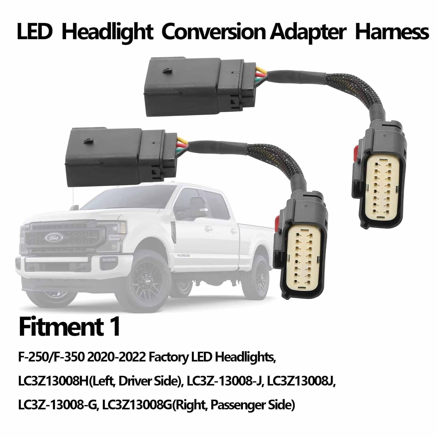 LED Headlight Conversion Adapter Harness Compatible with 2017-2018 2020-2022 Ford F-250 F-350 (Not Fits Aftermarket)