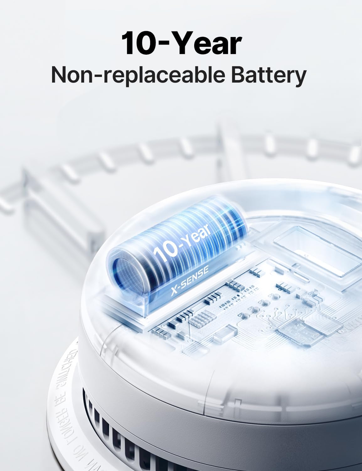 X-Sense Smoke and Carbon Monoxide Alarm with LCD screen showing CO level and battery indicator