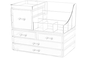 Cqacrylic 2 Pack Large Clear Stackable Acrylic Makeup Organizer Countertop for Dresser Desk and Bathroom