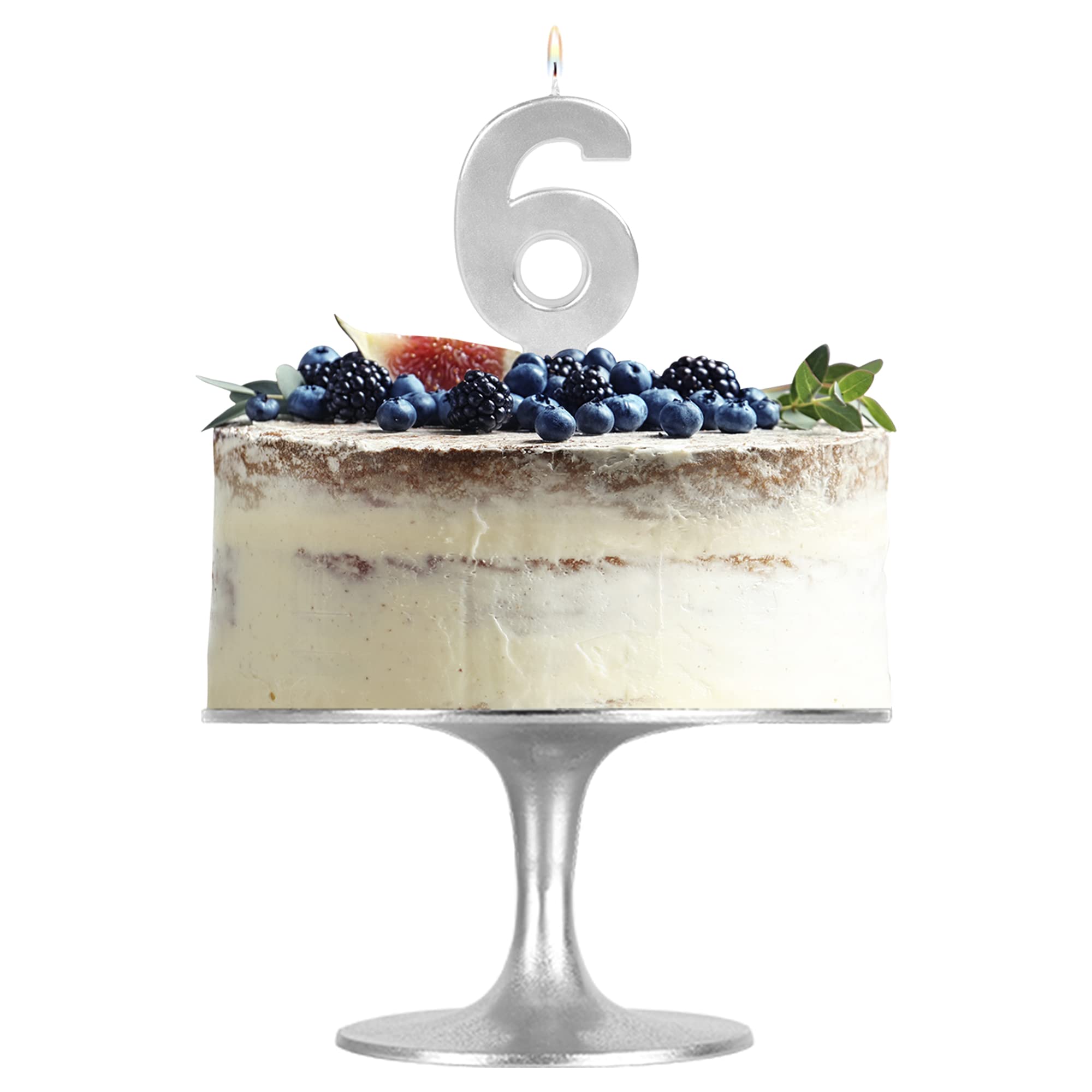 Bougie Argentée Numéro 8 - Décorations De Fête Argentées