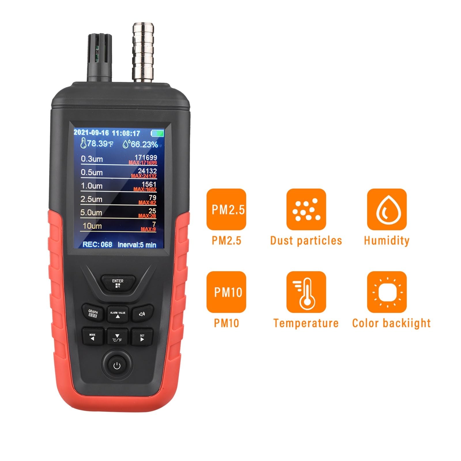 Monitor jakości powietrza Tester jakości powietrza, monitor wilgotności, licznik cząstek pyłu, detektor PM2,5