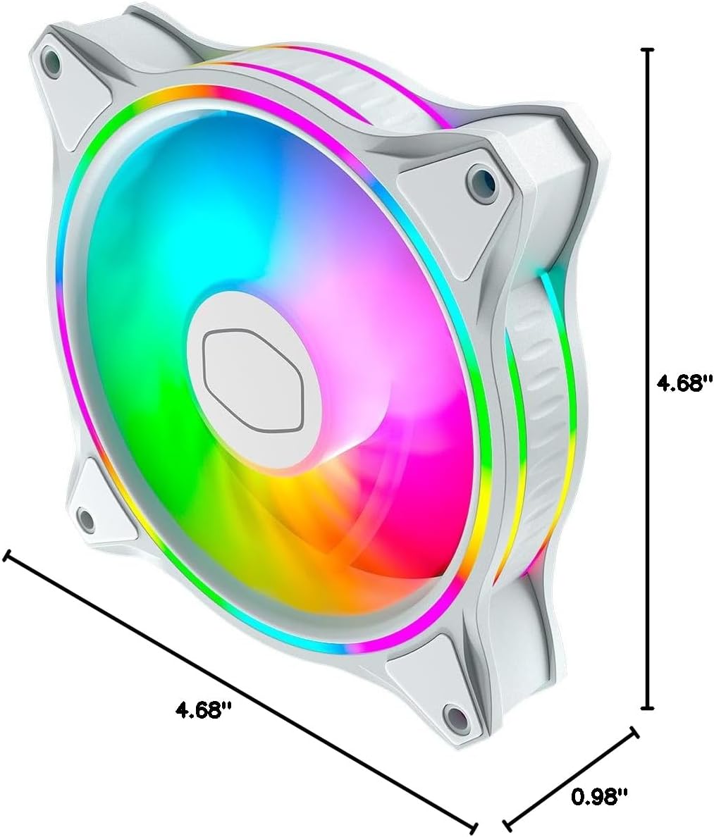 COOLER MASTER Cooler Master MasterFan MF120 Halo White Edition PC Case Fan with 120mm RGB 3 Pack MFL-B2DW-183PA-R1 FN1641