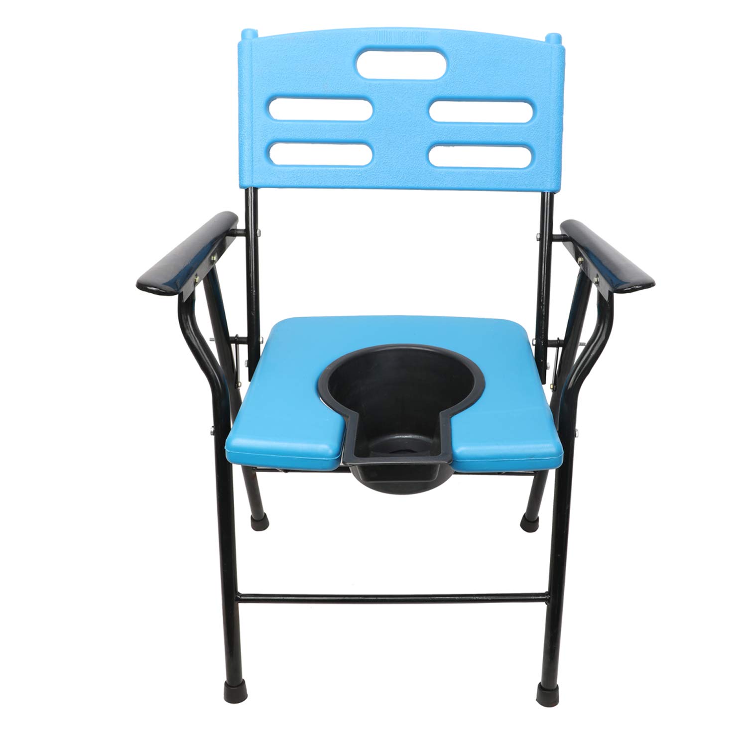 AKB EXPORTS Folding Commode Portable Toilet Seat - Porta Potty and Commode Chair - Comfort Chair Perfect for Camping, Hiking, Trips, Construction Sites, and More (CHAIR WITH BUCKET, Aqua)