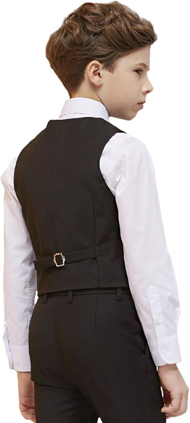 Toddler Kids Boys Suits 5 Piece Set Slim Fit,Blazer Vest Pants Shirt Tie Black Size 8 - Image 4