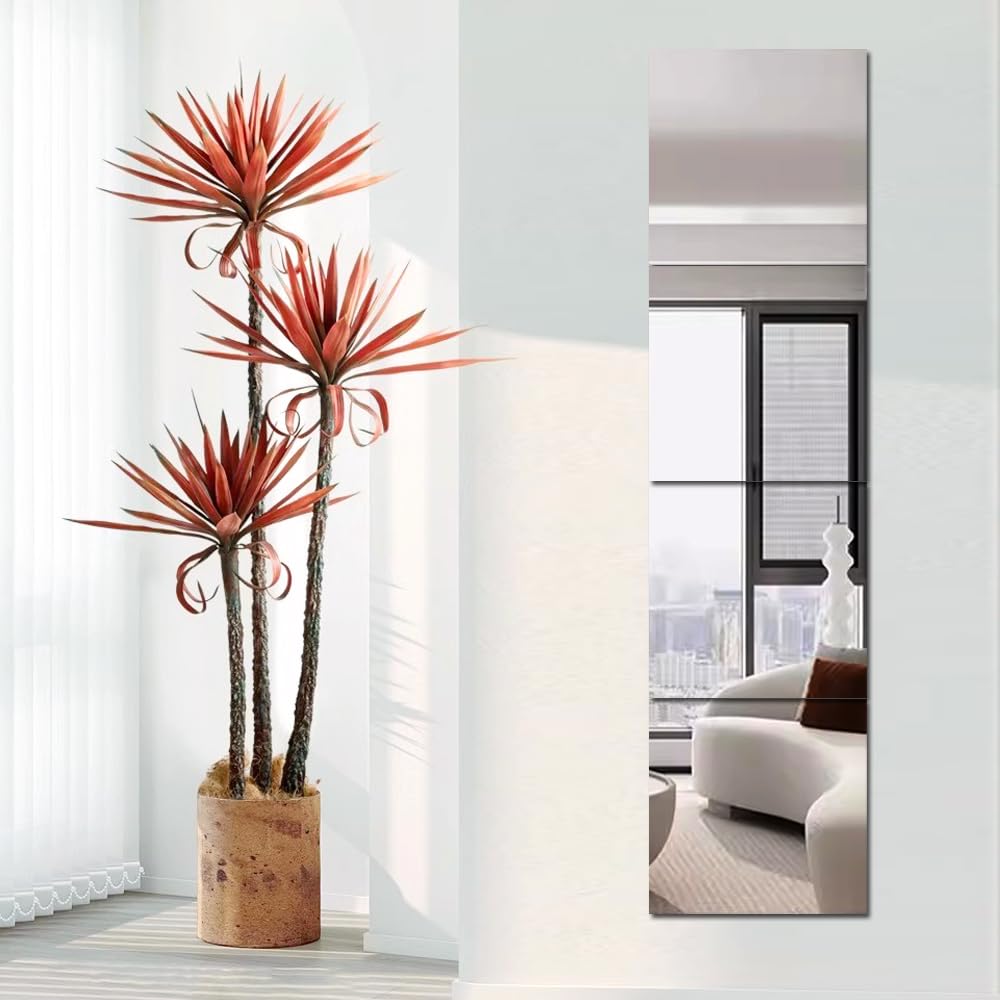 Espejos adhesivos acrílicos de longitud completa para paredes, 35 x 35 cm, 4 espejos HD, inastillables, para montaje en pared, espejo largo para el hogar, espejo de seguridad sin vidrio, ideal para