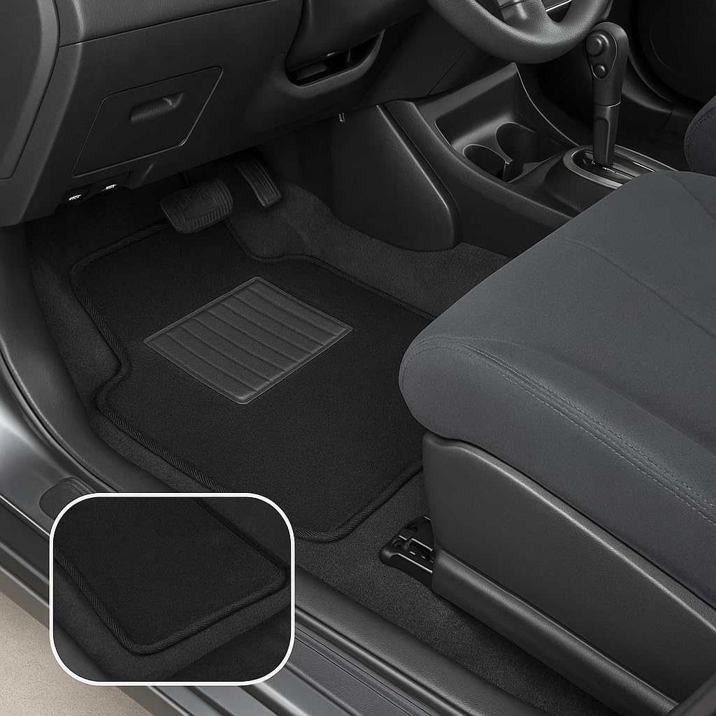 Black Universal Carpet Auto Floor Mats 4 Piece — view 5