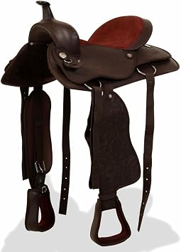 Western Saddle. Headstall&Breast Collar Real Leather 15" Brown Saddles