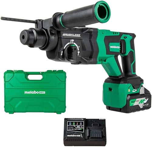 Metabo HPT Kit de martillo giratorio inalámbrico MultiVolt™ de 36 V | SDS PLUS | 1-1/8 pulgadas | Mango en D | Incluye batería MultiVolt™ de 36V -