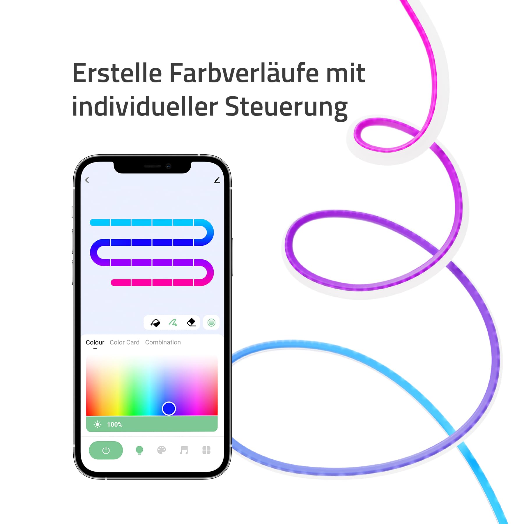 Hombli LED-Lichtstreifen RGBIC, dimmbar, innen & außen, Netzteil, 24 V, 5 m | App-Steuerung, Lichtsteuerung, Für drinnen und draußen, Intensive RGB-Beleuchtung, niederländische Marke für dein Smart Home