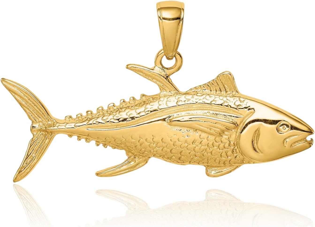 IceCarats 14K Solid Yellow Gold Medium Yellowfin Tuna Fish Pendant Necklace 20mm 3/4 inch Polished for him
