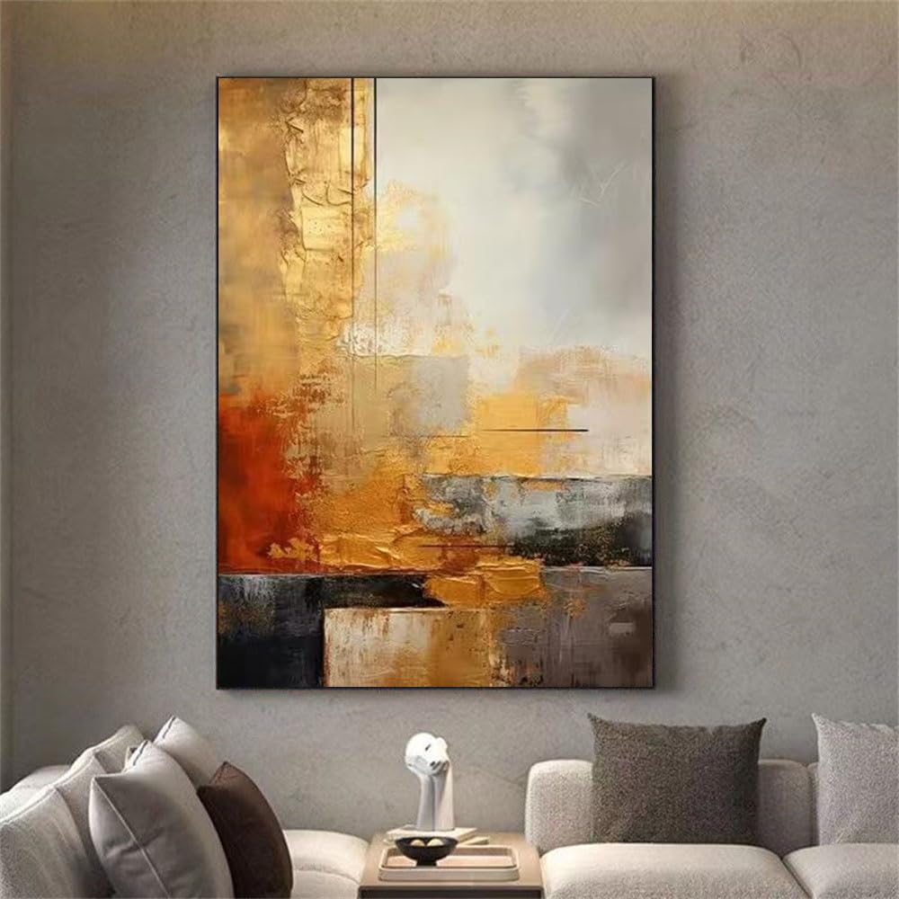 UUDEZO Toile murale abstraite, style européen et américain tendance, grand format (80 x 125 cm), cadre noir, idéal pour le salon.