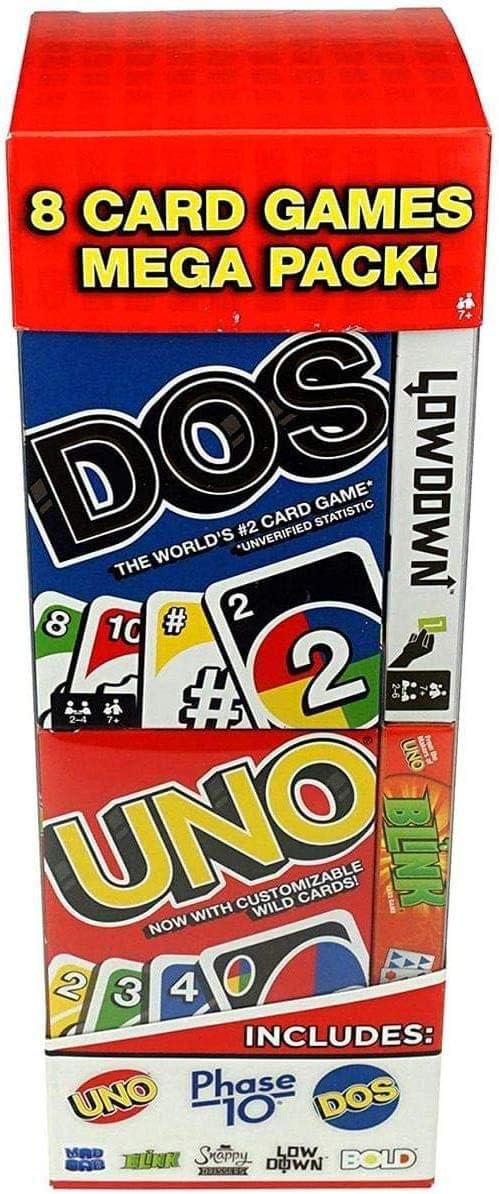 Mattel Games 8 Card Games Mega Pack - Uno, Phase 10, DOS, Mad Gab, etc