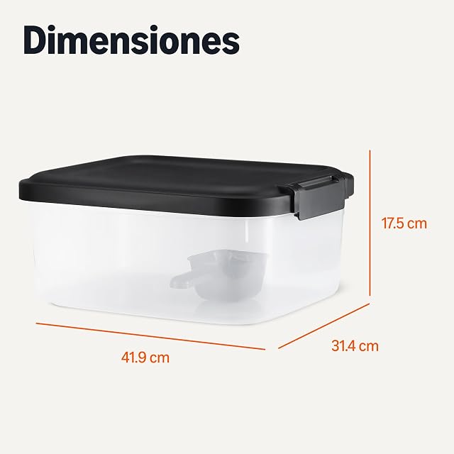 Foto 6 de 6 de Amazon Basics - Contenedor de Almacenamiento de Alimentos para Mascotas, 4.5 kg,Transparente y Negro