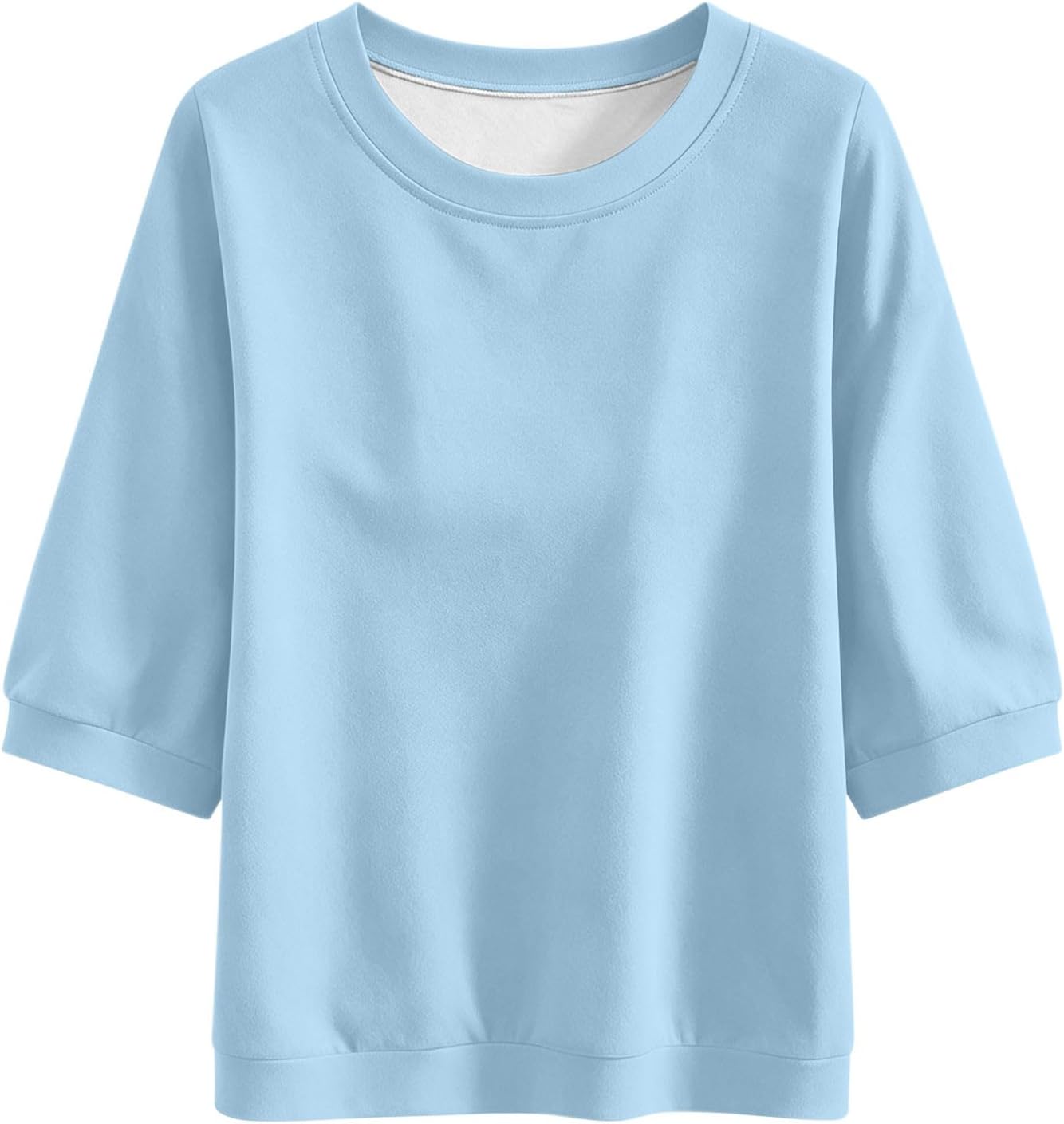 Womens T Shirts Casual Crew Neck Loose Fit Fashion Tunic Blouse | Three Quarter Sleeve Solid Color Plus Size Athletic Workout Tops Comfy Lightweight Running Gym Outfits