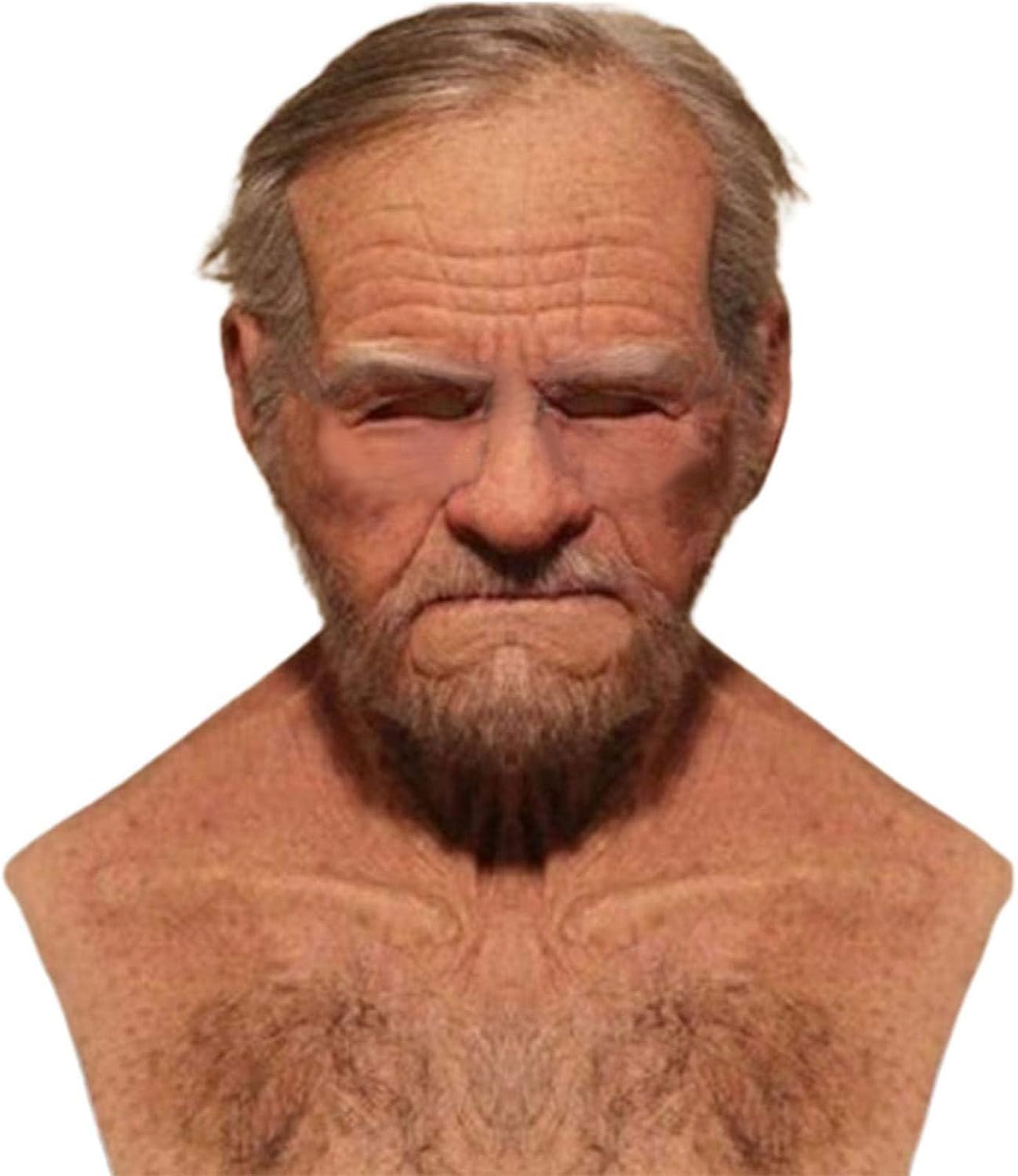 Realistic Old Man Mask Halloween Scary Latex Old Man Grandpa Mask Halloween Wrinkle Face Masks (A)