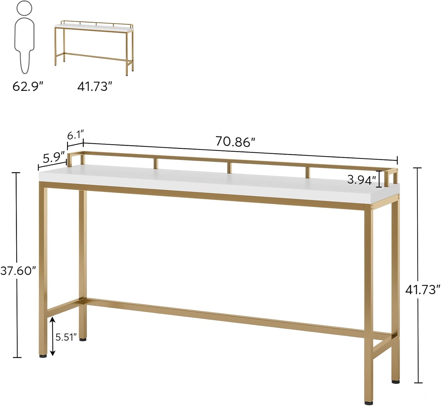LITTLE TREE Console Table Behind Sofa Couch, 70.9 Inch Long and Narrow Entryway Table