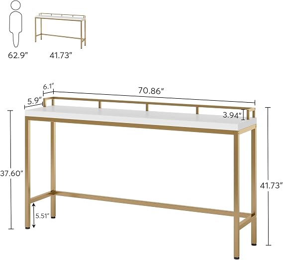 LITTLE TREE Console Table Behind Sofa Couch, 70.9 Inch Long and Narrow Entryway Table