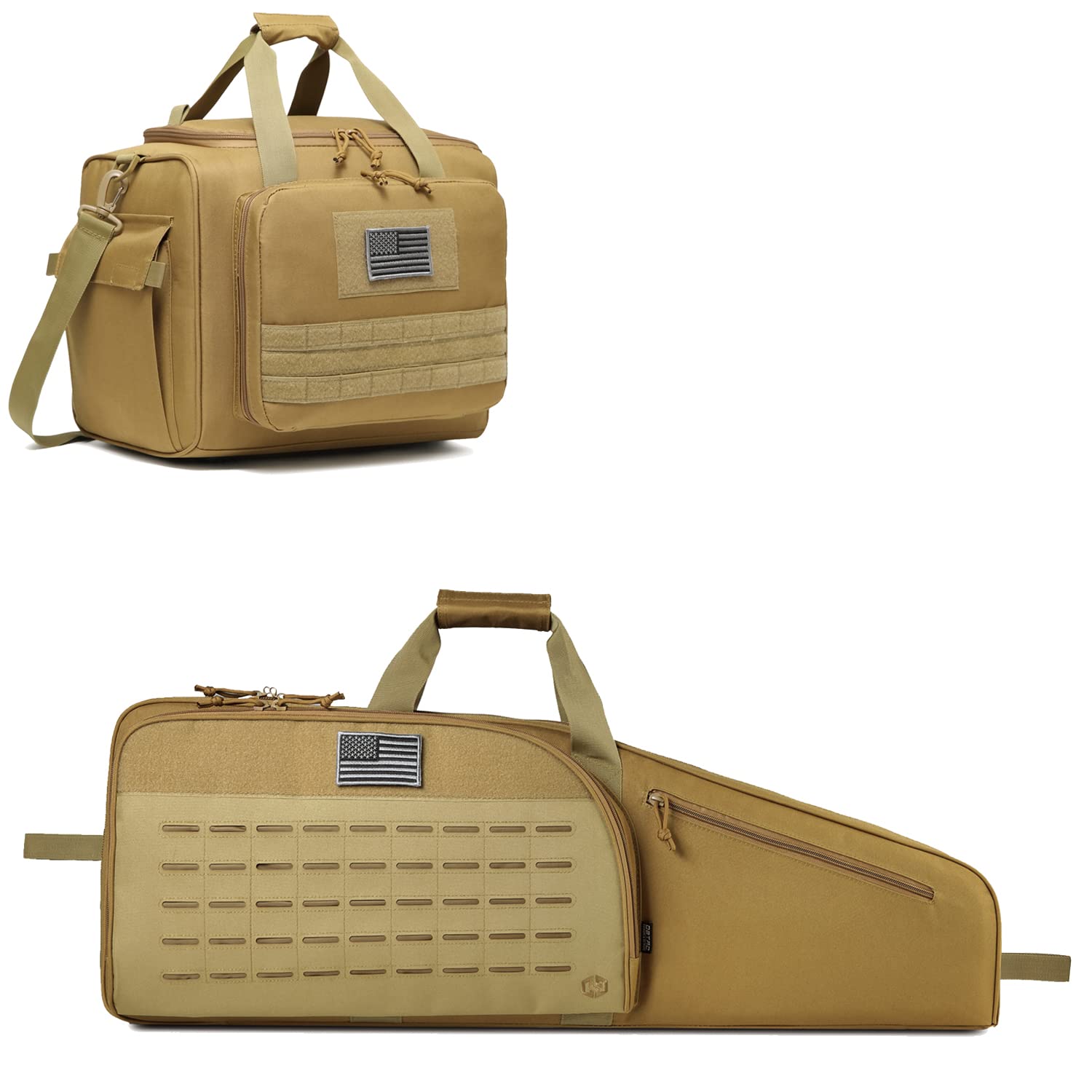 DBTAC Single Rifle Bag 35" + Range Bag Large for 4+ Pistol (Brown)