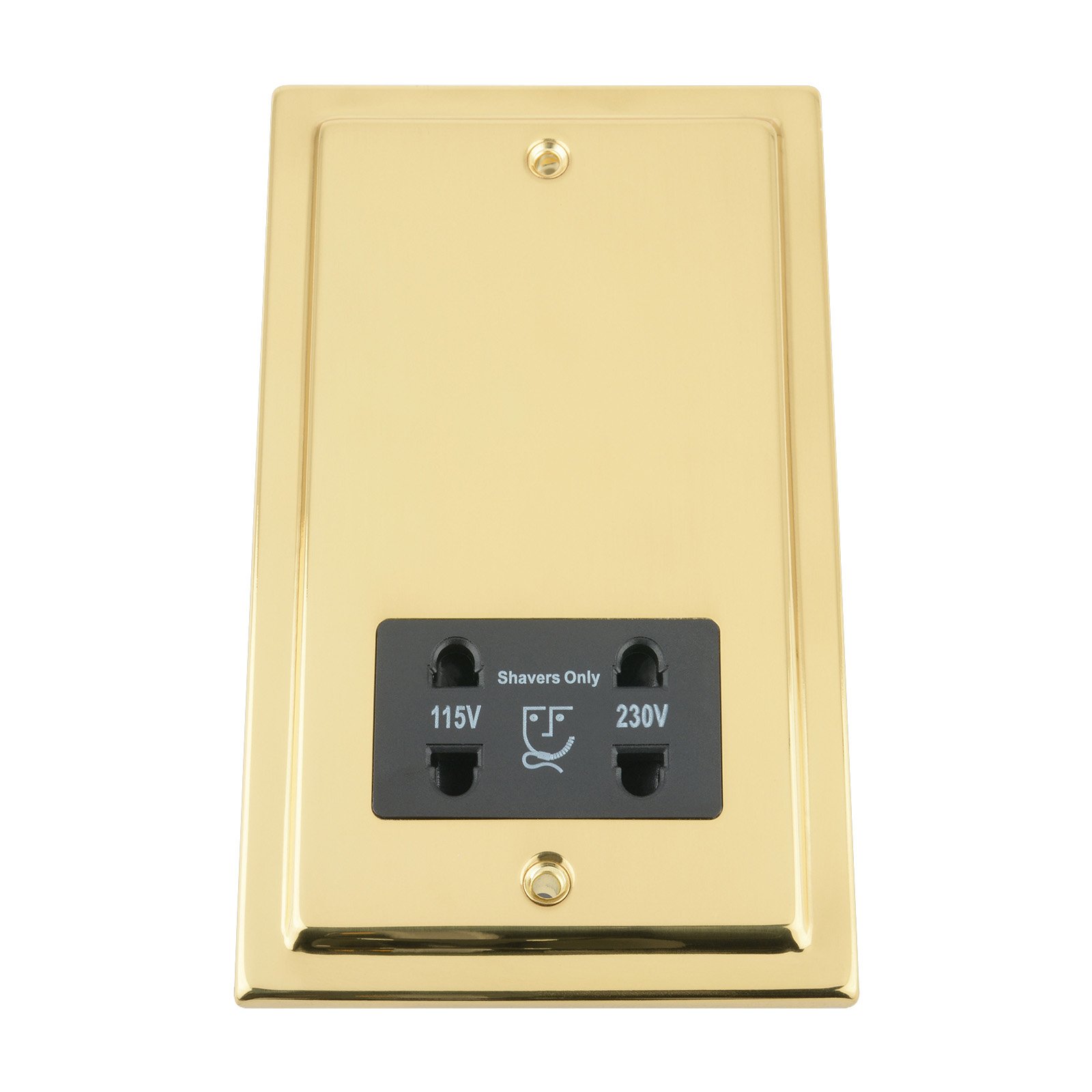 A5 Products Black Shaver Socket Dual Voltage 115V/ 230V - Polished Brass Victorian - Insert