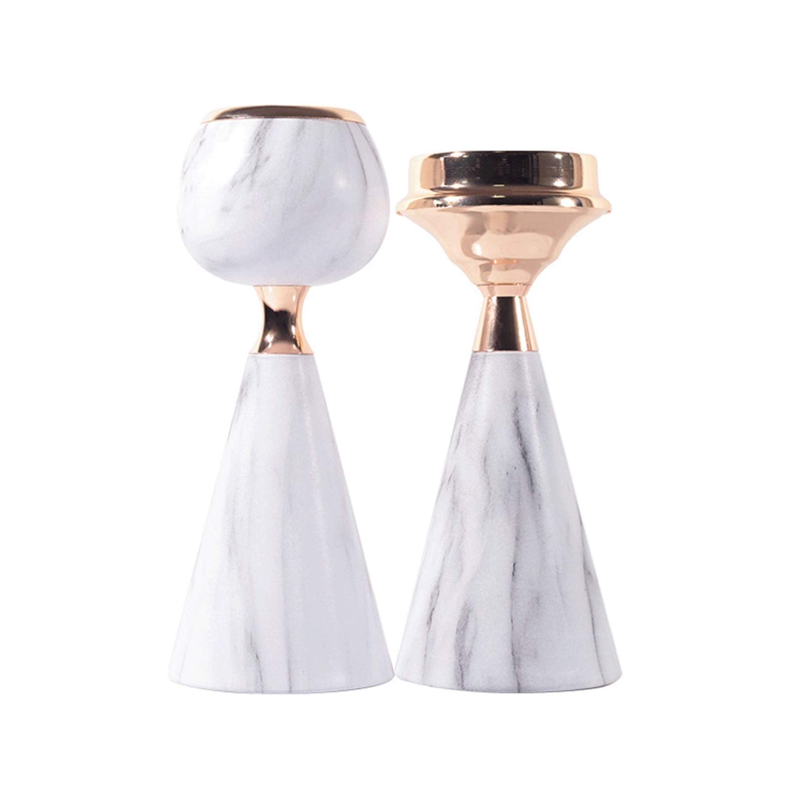 Kerzenhalter/Kerzenständer 2Pack Moderne Schmiedeeisen Kerzenhalter Imitation Marmor Metall Kerzenständer, Dekorativer Kerzenständer Halter for Hochzeit, Essen, Party