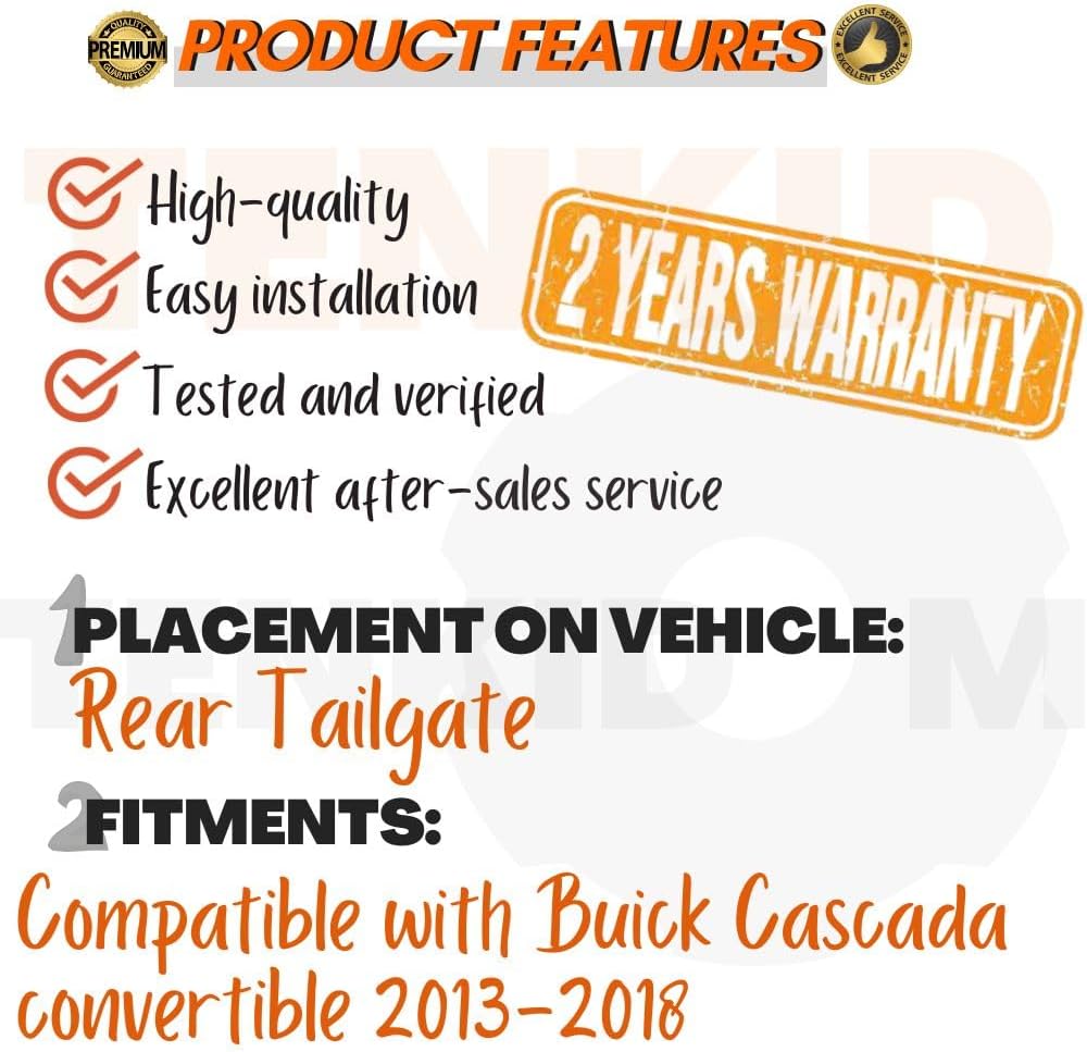 Trunk Lift Supports Compatible with Buick Cascada Convertible 2013-2018 368mm Tailgate Shock absorbers for Automobiles Springs Liftgate