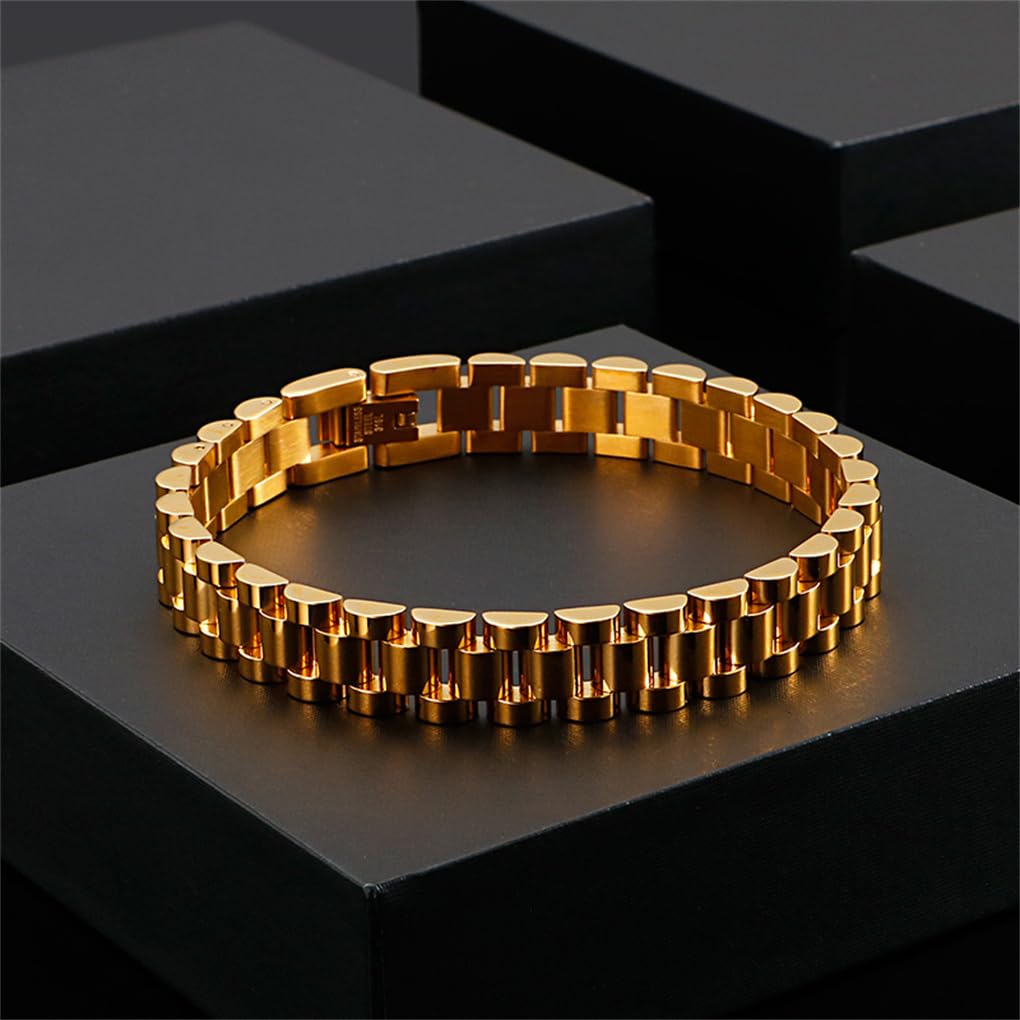 Hinghok Multicolor 6mm Motorcycle Bicycle Chain Skull Punk Men's Bracelet Colorful Jewelry grenn 22cm