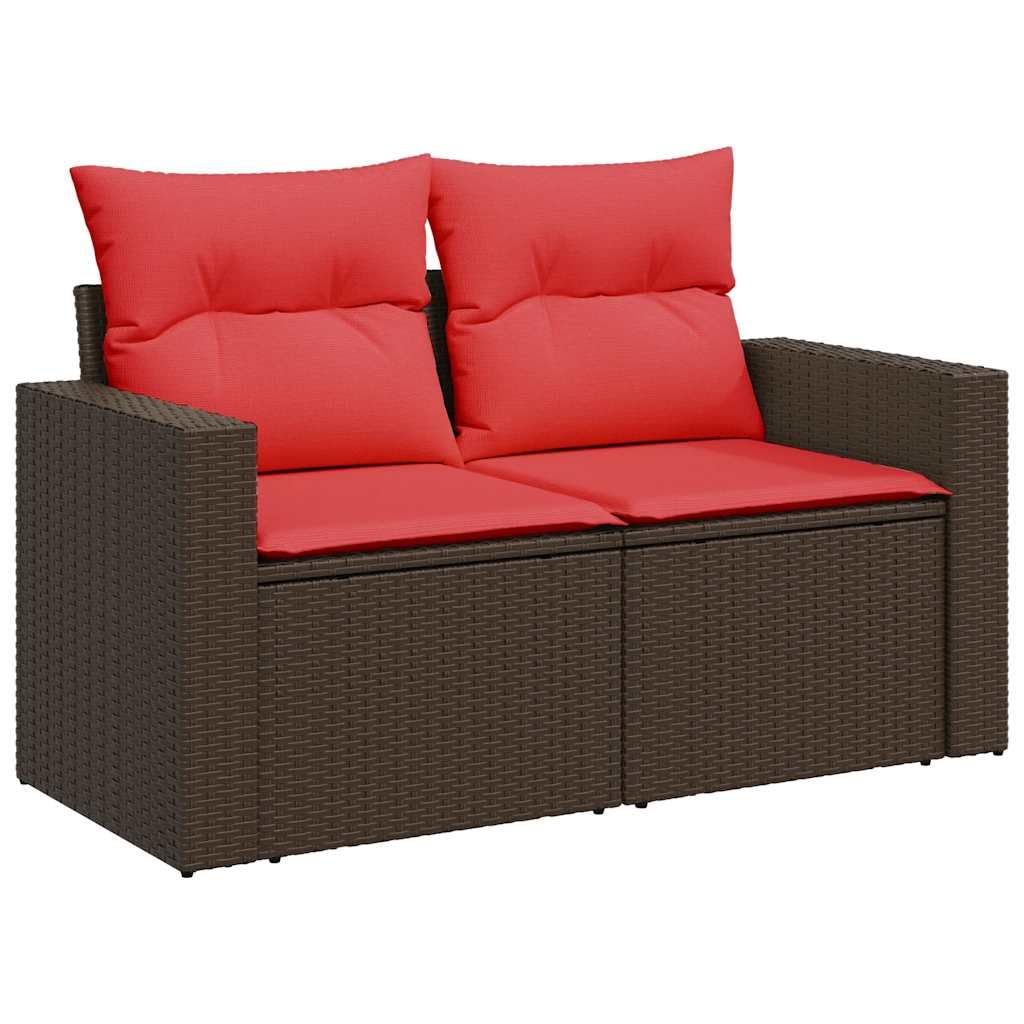 Set di divani da giardino in polyrattan marrone, 9 pezzi, con cuscino, contenitore e borsa impermeabile, per terrazza e balcone, resistente ai raggi UV, portata 110 kg