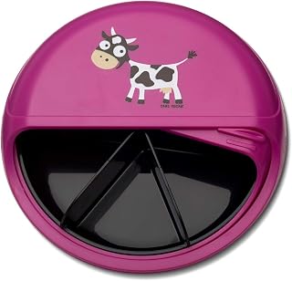 Carl Oscar BentoDISC - Fiambrera giratoria con 5 compartimentos, color rosa, personalizable, para escuela, excursión, coche, 18 cm x 5,5 cm