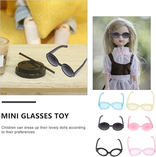 Miniatura 3 de TOYANDONA 40 lentes de muñeca, lentes de muñeca en miniatura, accesorios de disfraz para manualidades en casa de muñecas (negro y rosa)