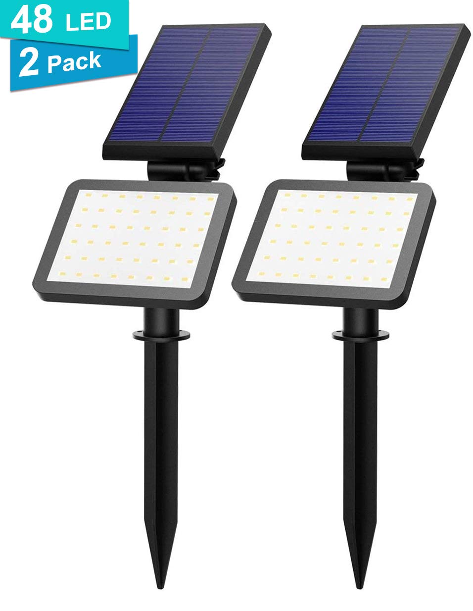 【2 Pack】Litom Solar Light Outdoor, 48 LEDs Solar Motion Sensor Light, 2-in-1 Landscape Spotlights, Waterproof Outdoor Security Light, for Garden Yard Driveway Porch Pool