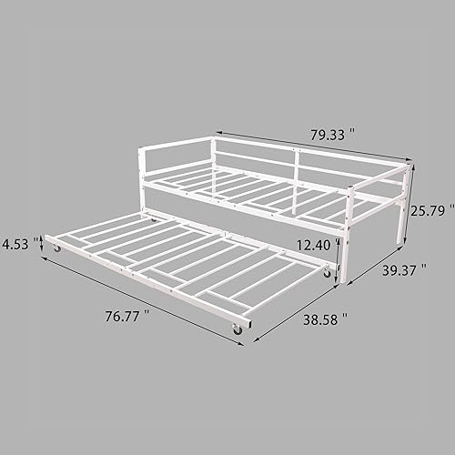Miniatura 2 de HOMERECOMMEND Marco de sofá cama de metal resistente listones de metal para sofá cama, plataforma de colchón, no necesita somier, base de colchón,