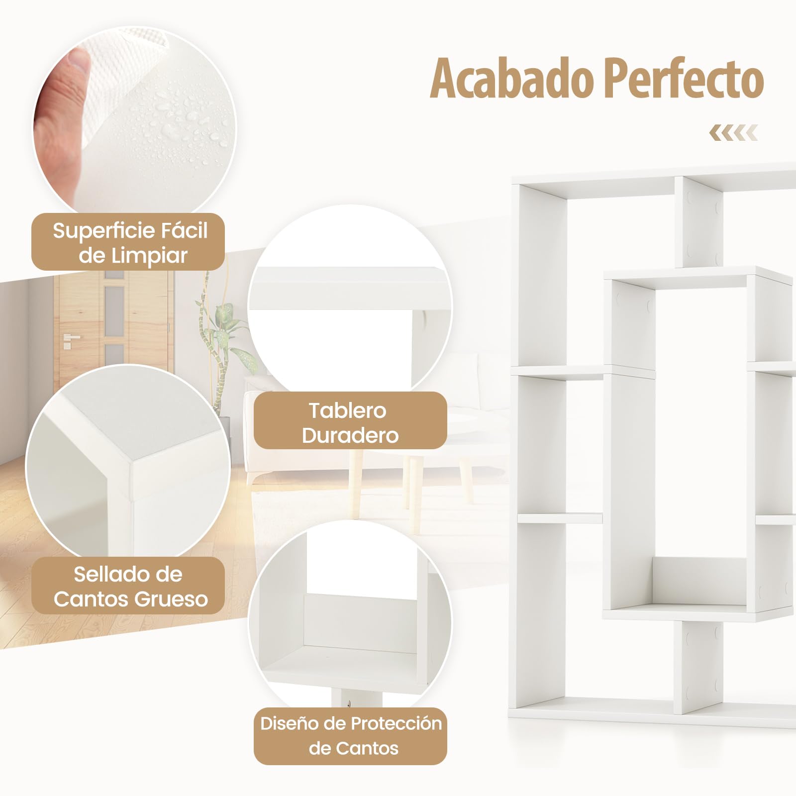 COSTWAY Estanteria Cubos, Libreria Estanteria de 7 Cubos, Estanteria Libros Salon Dormitorio, Estudio, Oficina, 60 x 20 x 90 cm (Blanco)