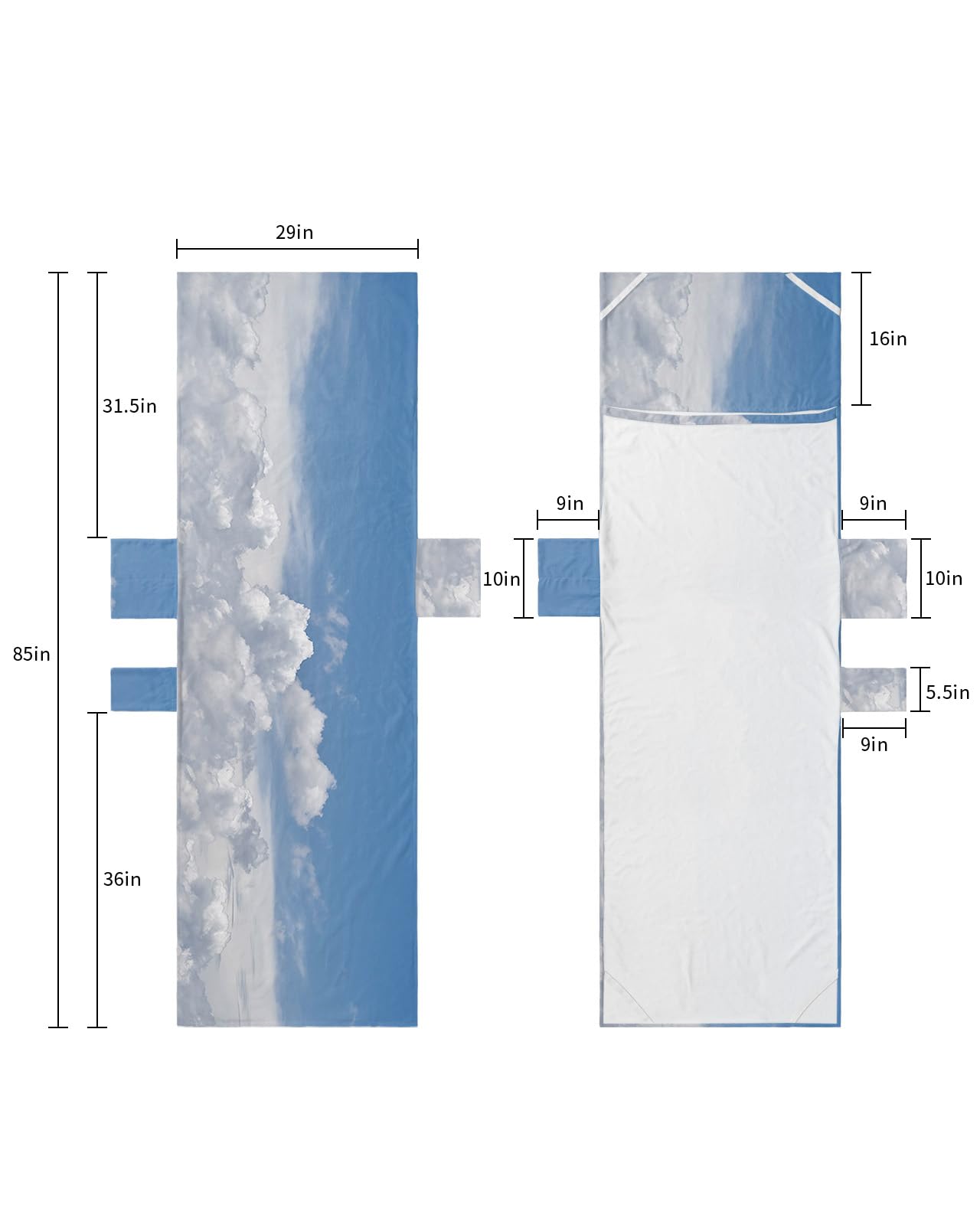 Clouds Beach Lounge Chair Towel Cover, Soft Chaise Lounge Towel with Side Pockets Patio Pool Chairs Cover for Beach/Pool Sunbathing 29x85 Blue White Sky Natural Landscape