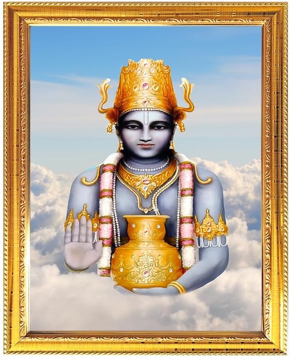 ANANYA FASHION & CRAFTS HUB God Dhanwantari Hindu God Photo Frames For Pooja Indian Wall Art For Living Room Home Office Pooja Room Small Temple 11.8 X 15.7 Inch