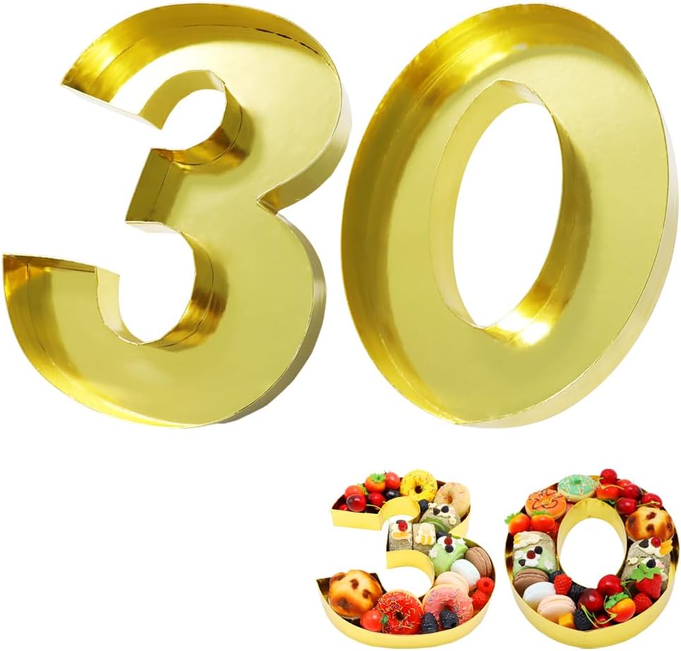 Fillable Charcuterie Number Cardboard Shaped Box Golden Color Food Furit Platter Tray Dish Plate Birtyday Party (2026 style, 15inch)