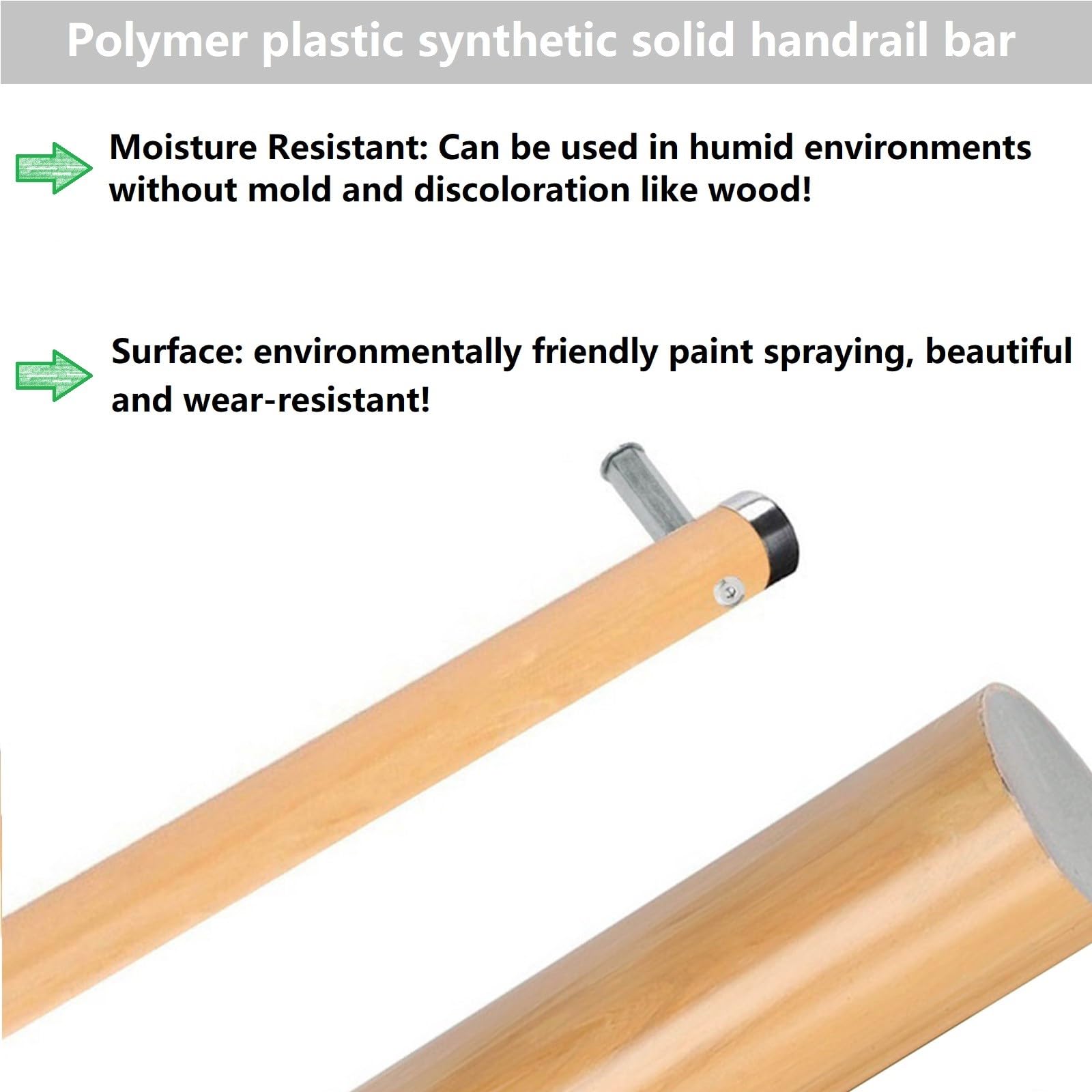 Main Courante Eois Blanc Pour Escaliers - Fixation Murale - Barre De