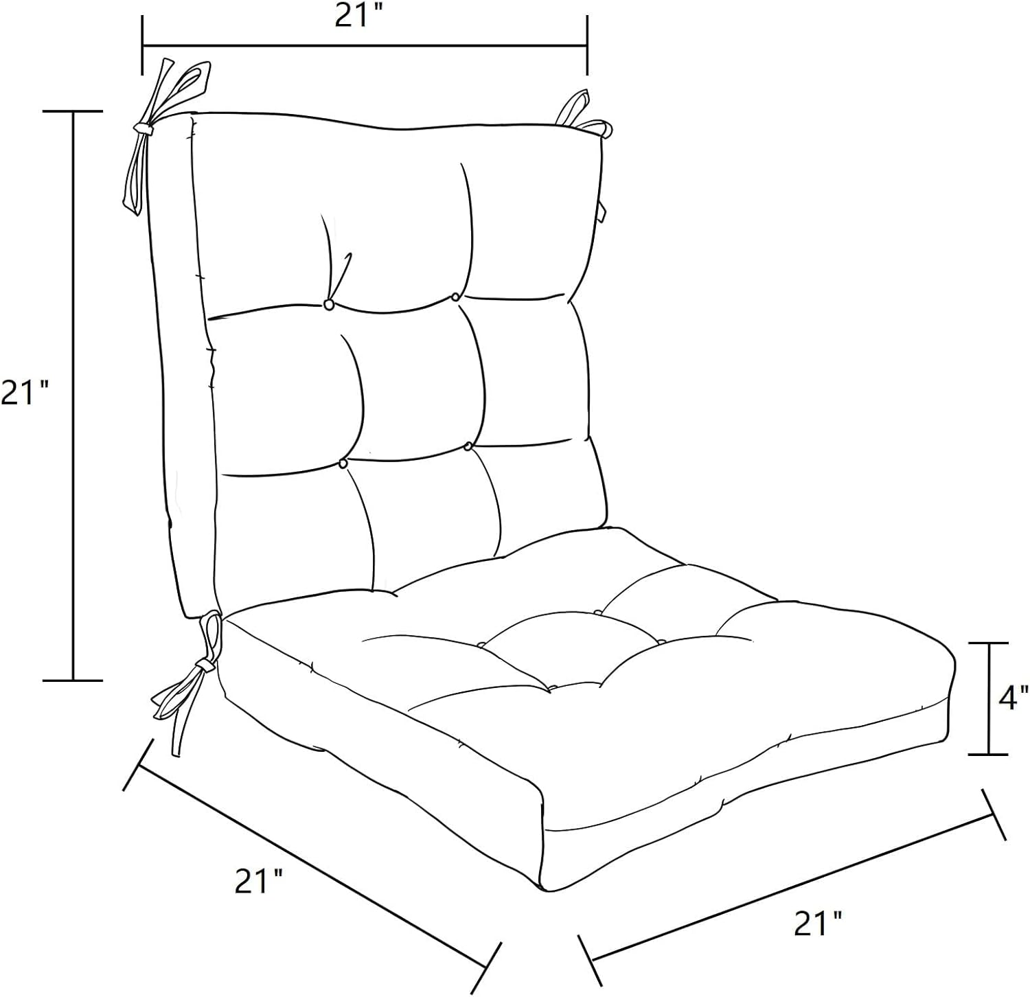 Buy SewKer Outdoor Seat Back Chair Cushion, 20 x 20 Indoor Tufted Seating Patio Couch Furniture