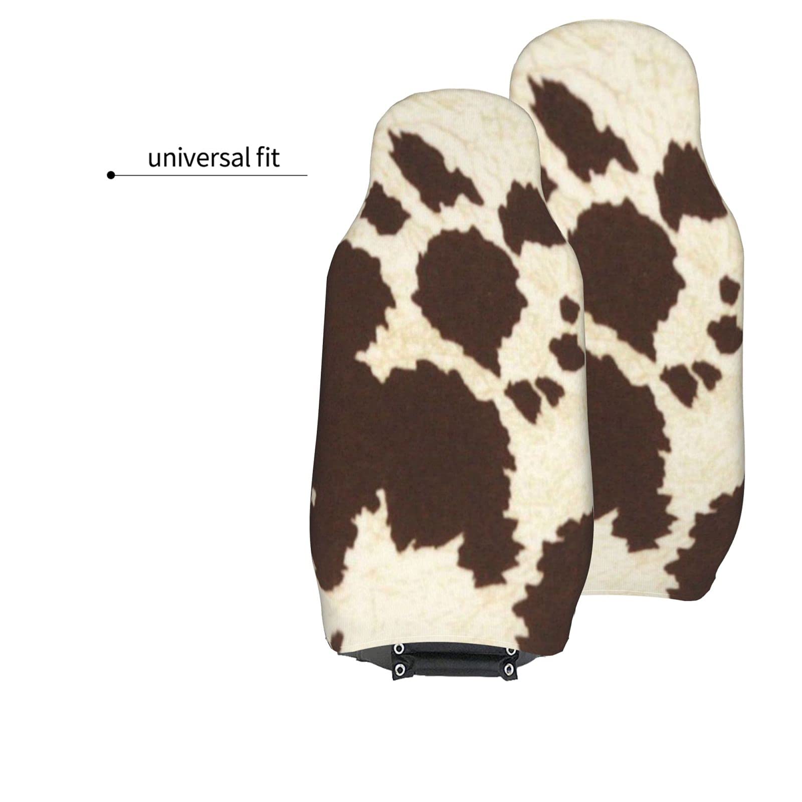 Copri Bracciolo Auto In Peluche Morbido Con Stampa Mucca - Accessorio Interno Auto Universale Con Cinghie Elastiche, Marrone E Bianco - 3