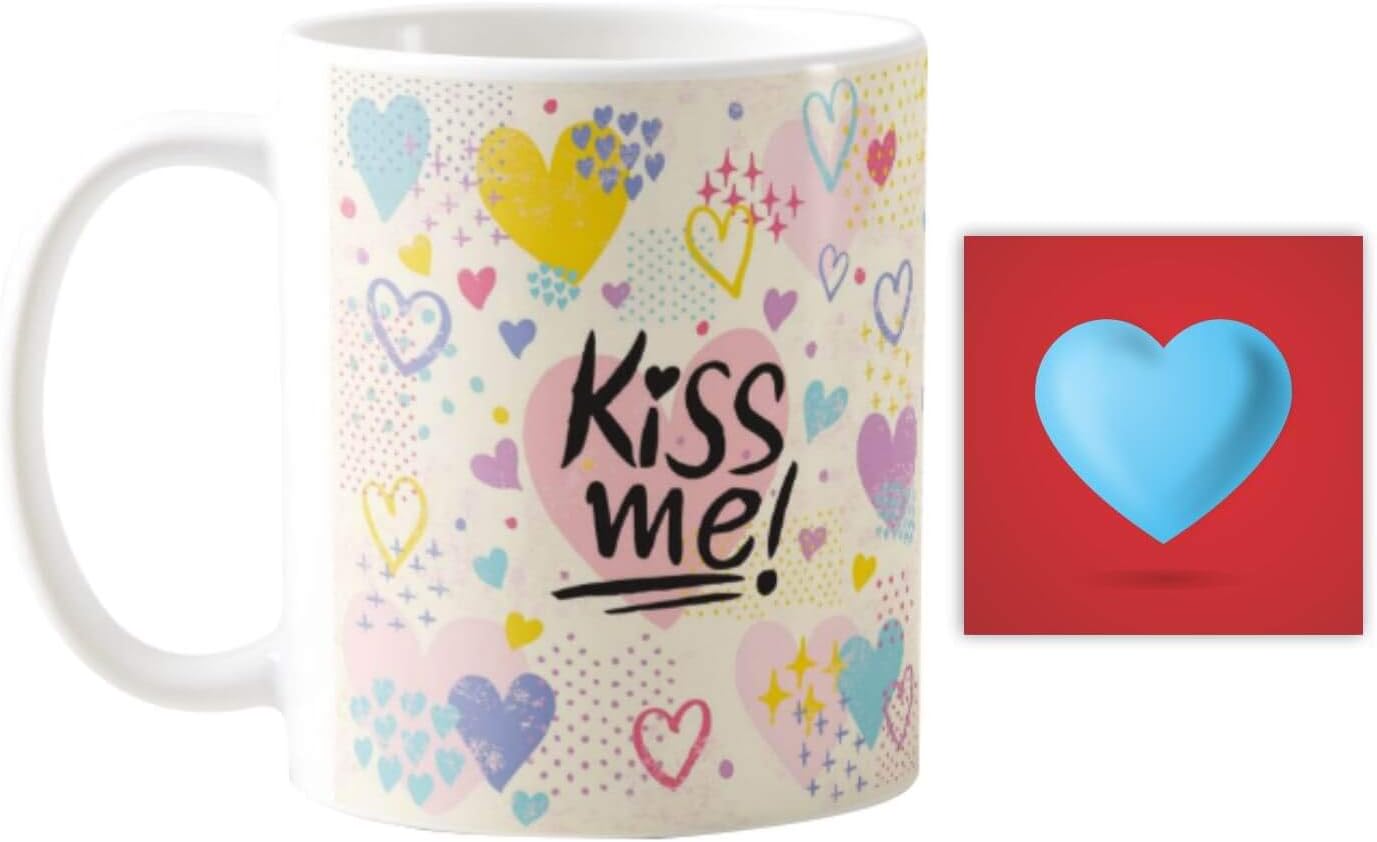 TheYaYaCafe Yaya Cafe Valentine Gift for Girlfriend Wife Kiss Me Mug, Coaster