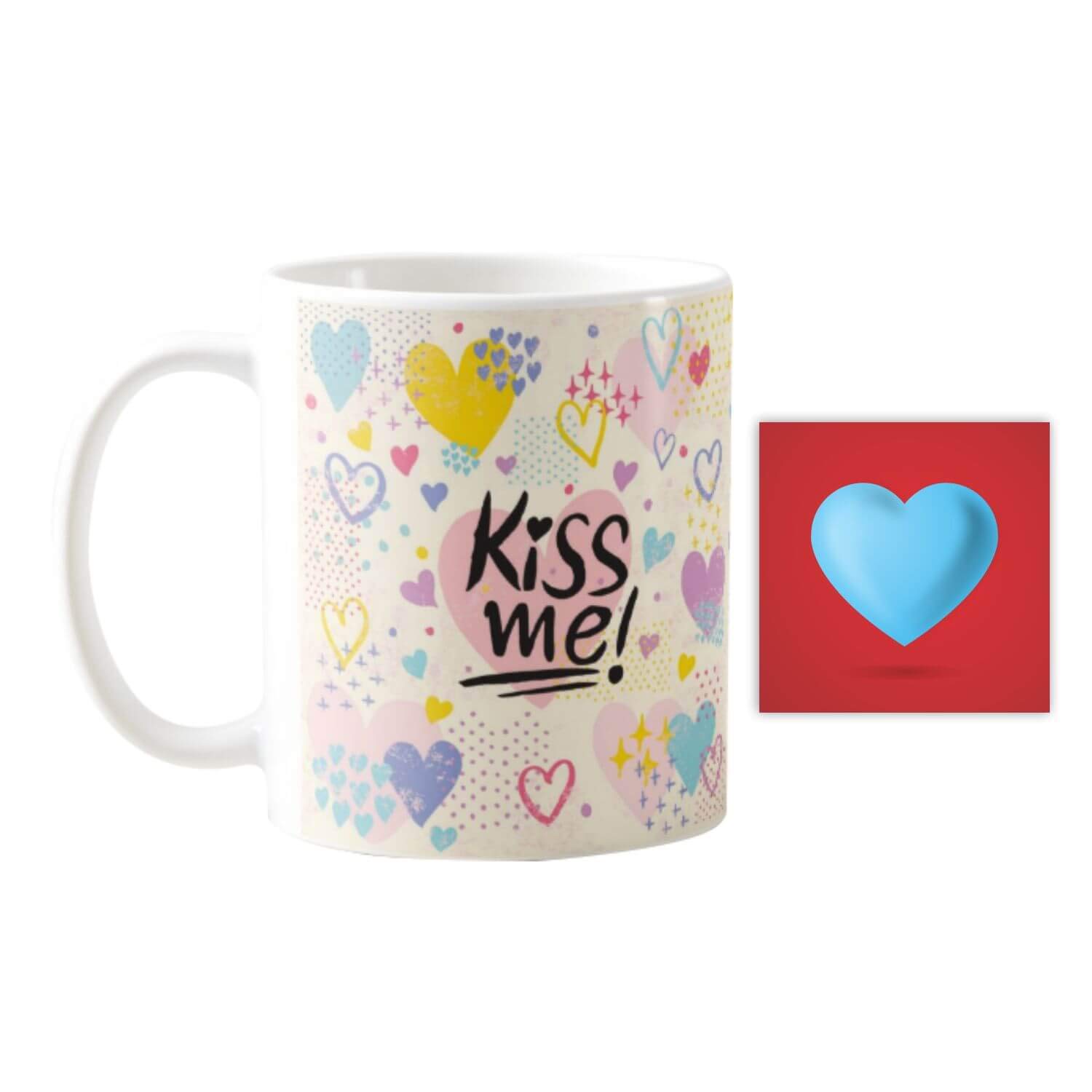 TheYaYaCafe Yaya Cafe Valentine Gift for Girlfriend Wife Kiss Me Mug, Coaster