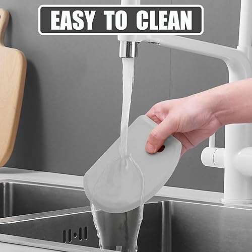 Miniatura 7 de Sapid Raspador de silicona flexible con borde curvado (5.98 x 4.3 pulgadas), raspador de masa de grado alimenticio para hornear pan de masa madre,