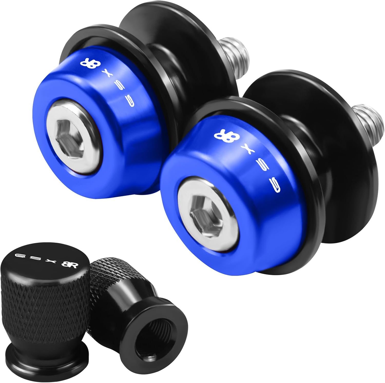 for Suzuki GSX-8R GSX8R GSX 8R 2023-2025 Motorcycle Swing Arm Spools Sliders and Tire Valve Stem Caps Air Cap Covers Set(Blue)