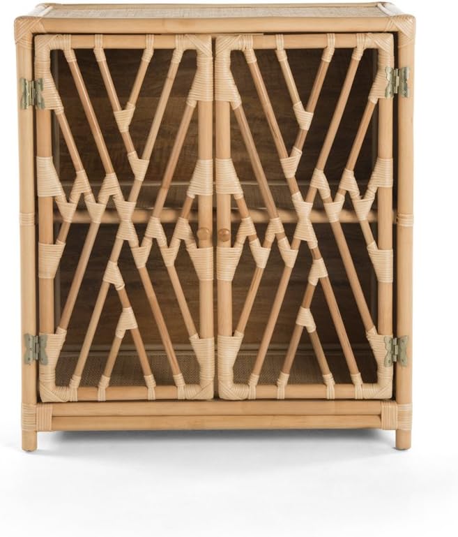 KOUBOO Rattan Chippendale Storage Cabinet with 2 Doors, Natural Color