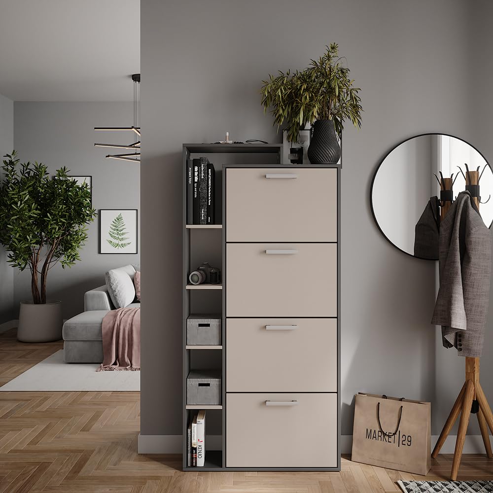 Vicco Scarpiera Orlando, Antracite/grigio, 80 x 166.1 cm con 4 scomparti, per la conservazione e l’organizzazione delle scarpe nell’ingresso