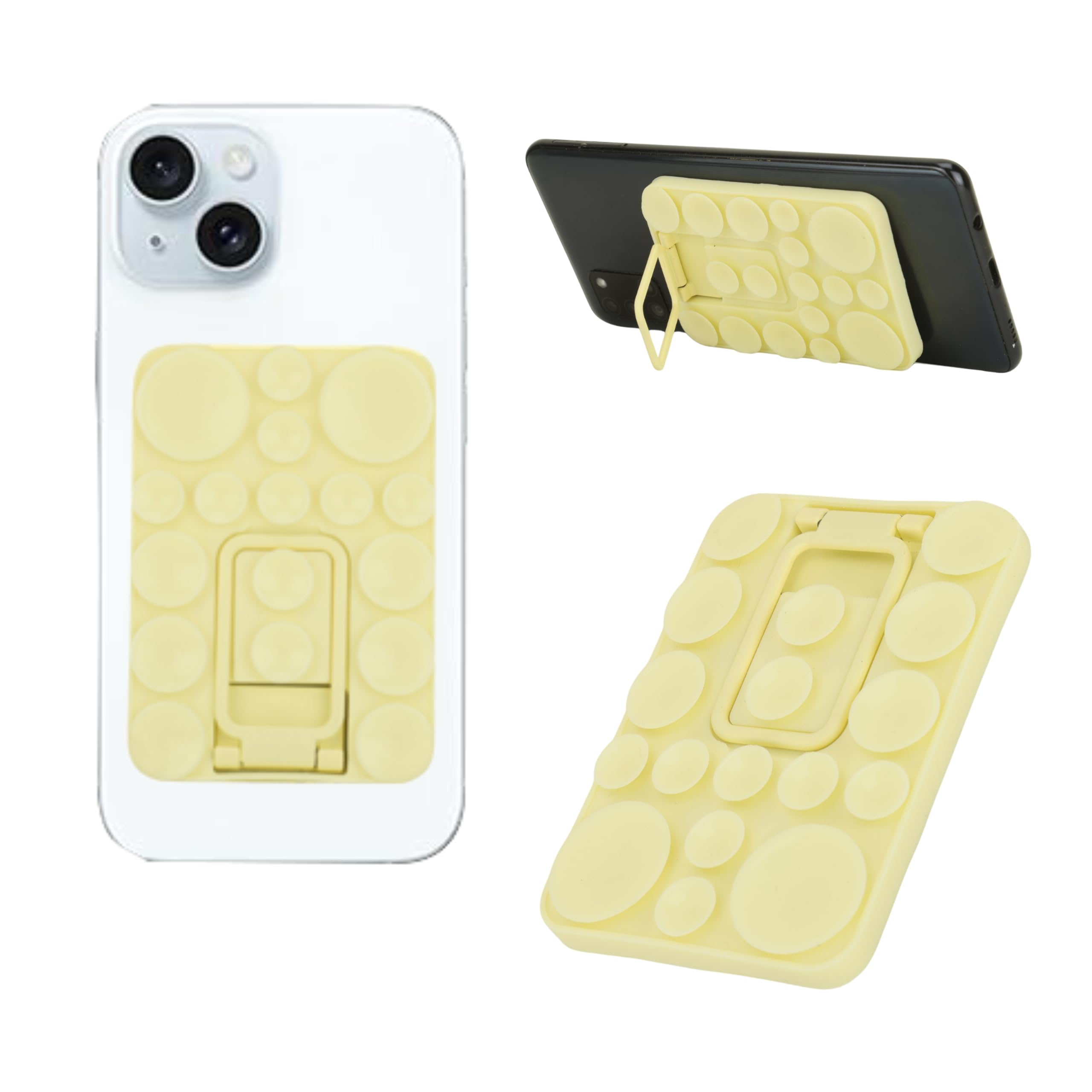 ClickCase 2 in 1 Sticky Silicone Phone Grip with New Upgraded Bigger Suction Cup & Kickstand Mount for Any Mobile Phone,Multiple Mounting Options for Selfies,Reels & Video Recording (Pastel Yellow)-picture-30