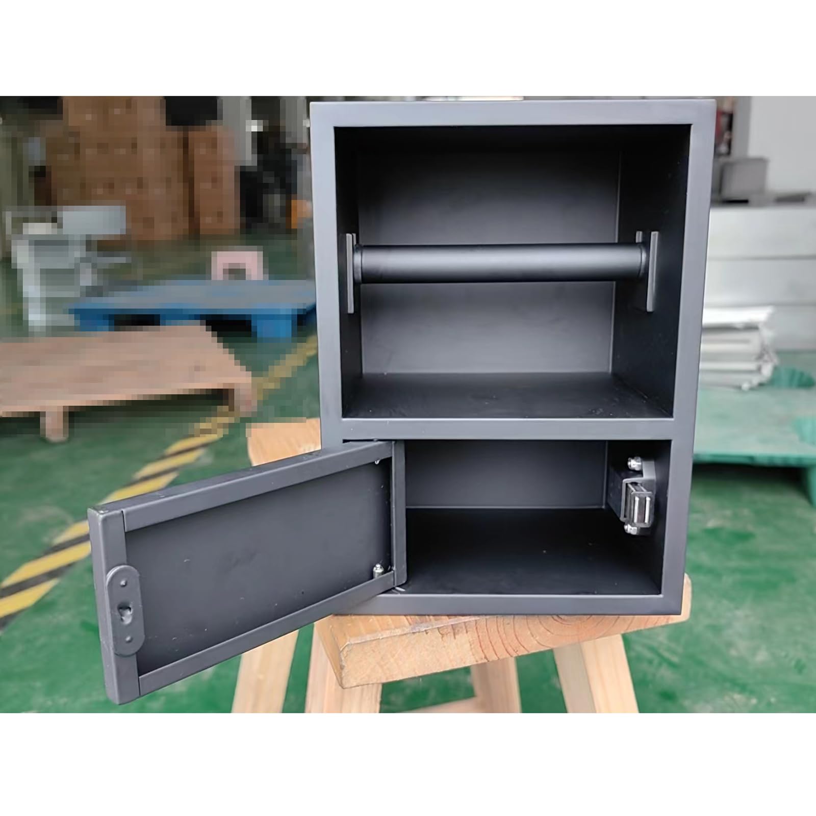 Distributore di Carta igienica in Rotolo da Incasso Commerciale con Contenitore in Acciaio Inox, portarotolo in Metallo Incorporato per Bagno di casa e Hotel (Grigio)