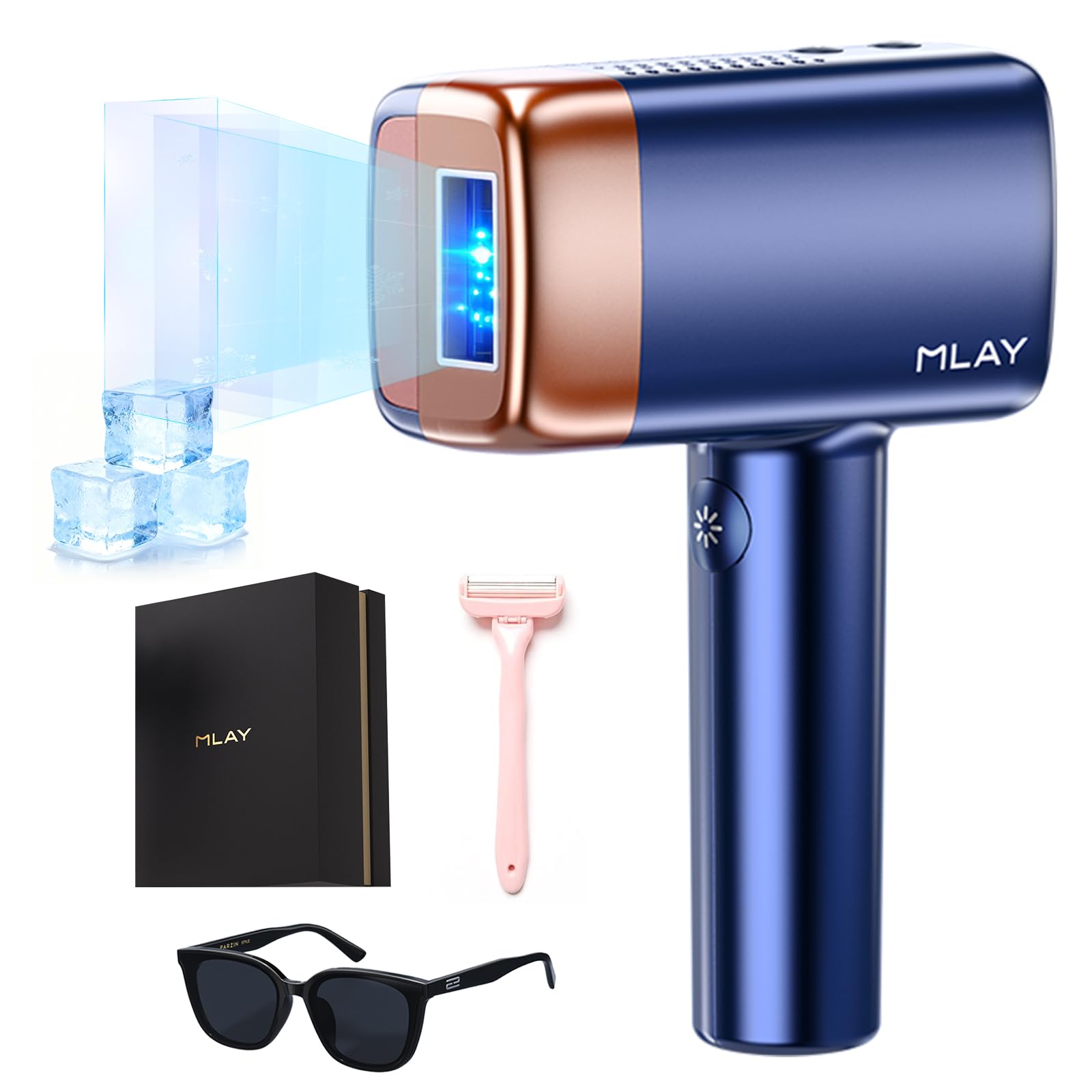 Mlay T14 IPL Epiliergerät – 96,39% Haarreduktion Nach 4 Wochen, 500 Mio. Blitze, Schmerzfrei Mit Kühlsystem (Kein Laser), Für Alle Hauttypen (Blue)
