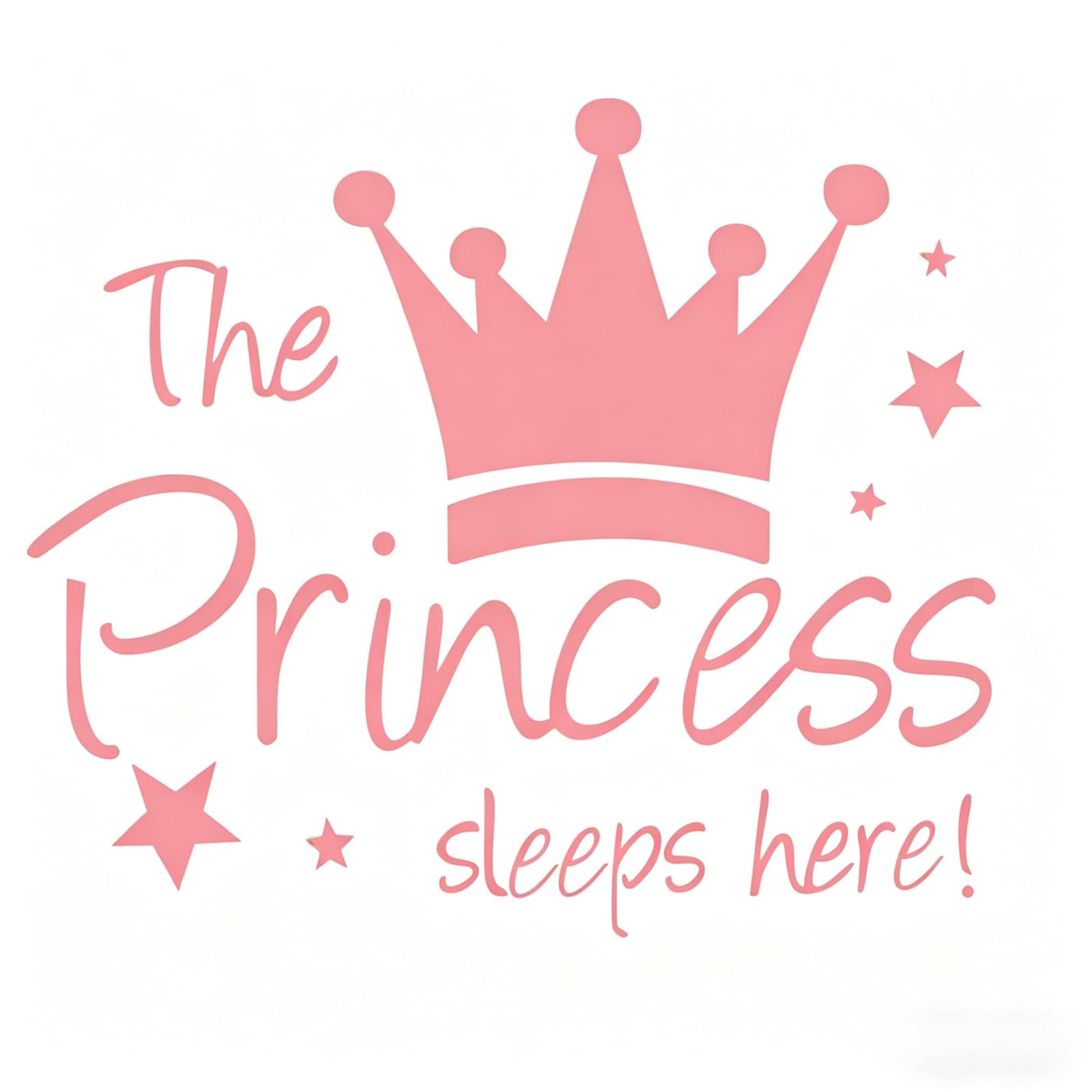 The Princess Sleeps Here Wall Stickers with Crown & Stars, DIY Removable Wall Decals Girls Wall Stickers, Wall Art Stickers Decor for Girls Kids Bedroom Nursery Room Birthday Party Favors