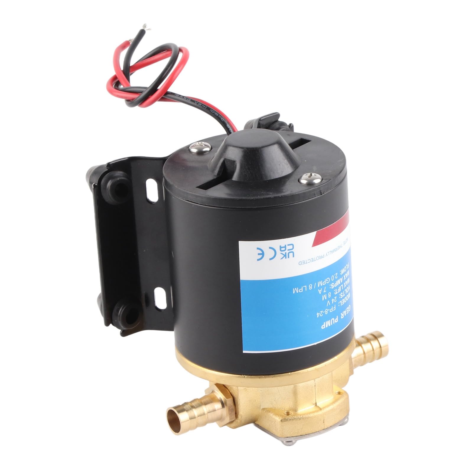 Impeller Gear Pump, Brass Valve 2GPM 8LPM 3 Meter Discharge Soft Rubber Base 24V 1.5A Self Priming Pump for Ship RV Vehicle for Lubricant Viscous Liquid